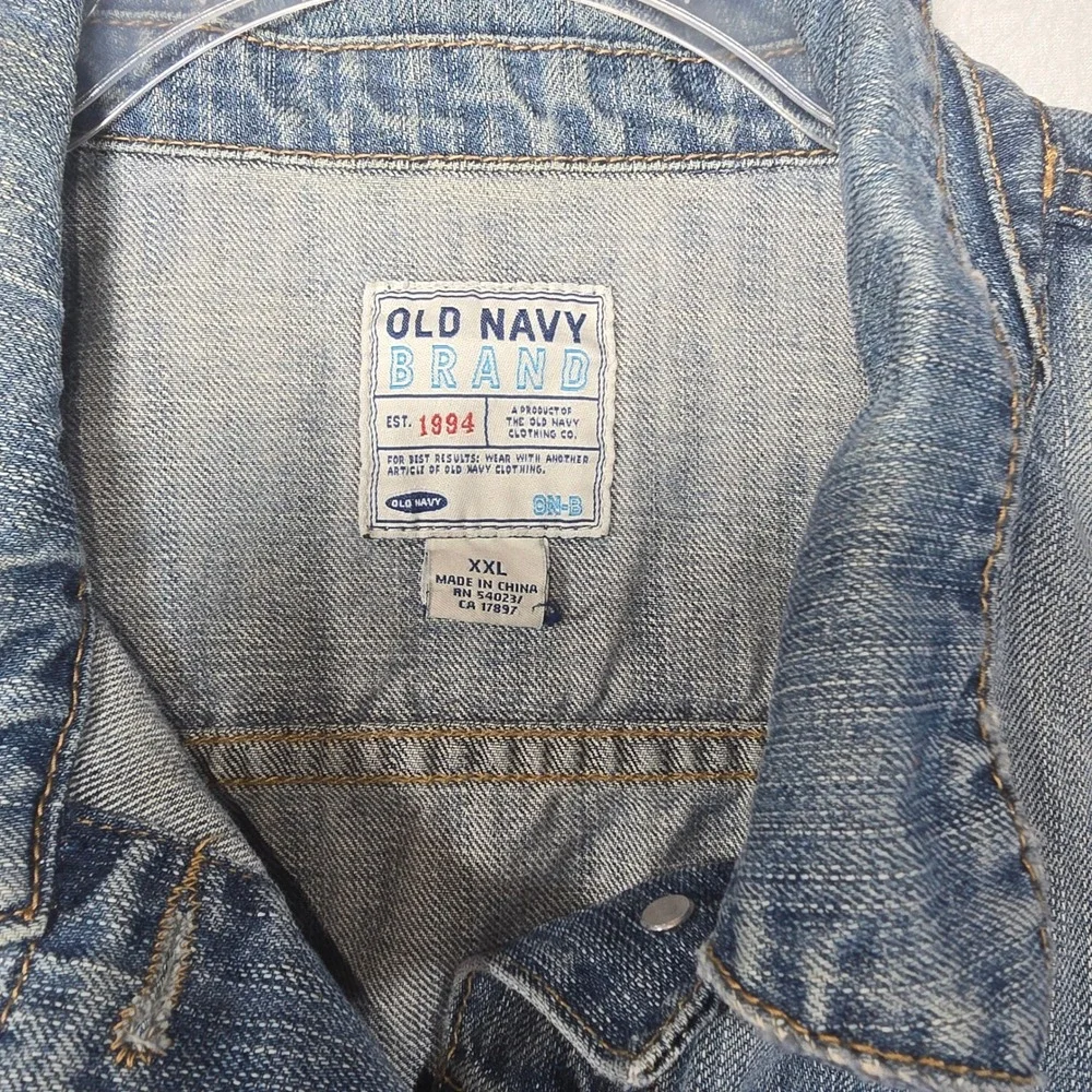 Old Navy Womens XXL Medium Wash Denim Trucker Jacket 100% Cotton Blue Jean Coat